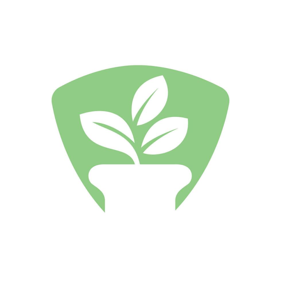 vaso de flores e logotipo da planta. logotipo de vetor de crescimento.