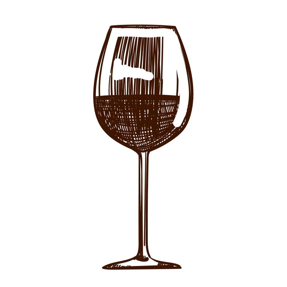 vinho vidro. ilustração. vinificação produtos dentro esboço estilo.vetor ilustração em isolado fundo. clássico alcoólico bebida. Projeto para rede, informação gráficos. vetor