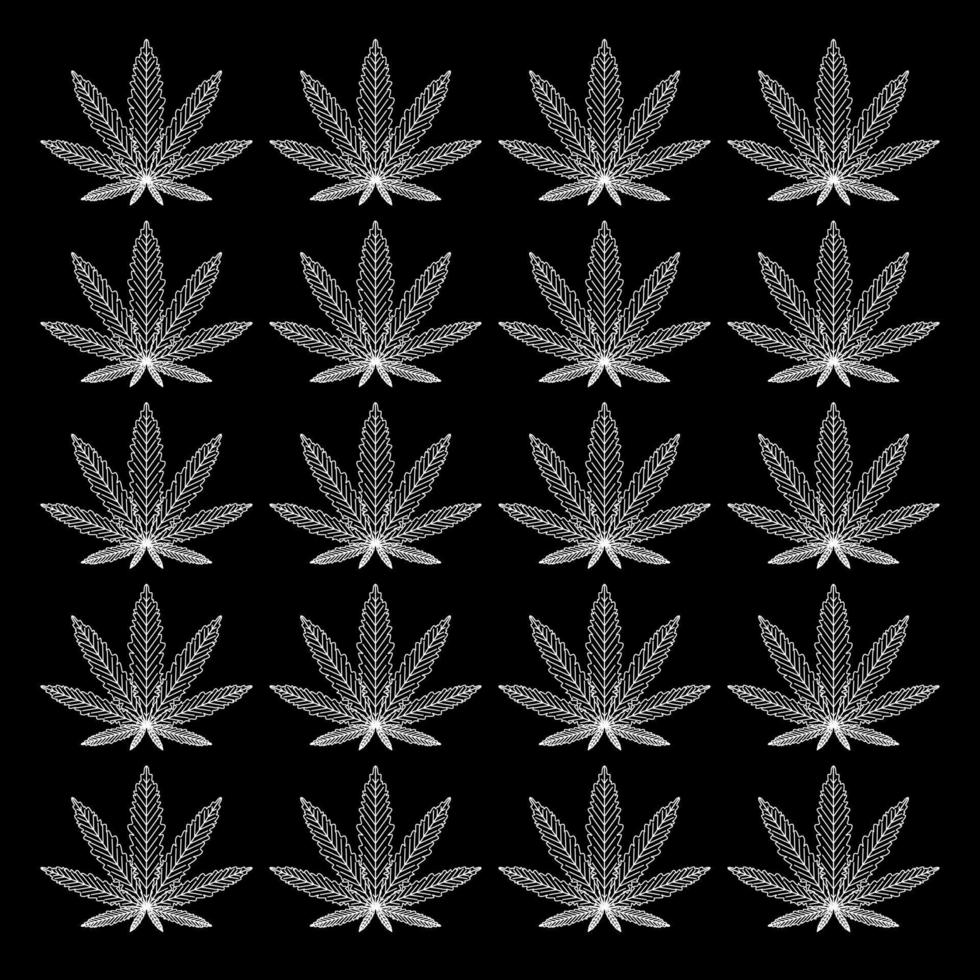 cânhamo painel. cannabis desenhando fino linhas silhueta. maconha enfeite decoração. floral decorativo fundo telha para interior. vetor