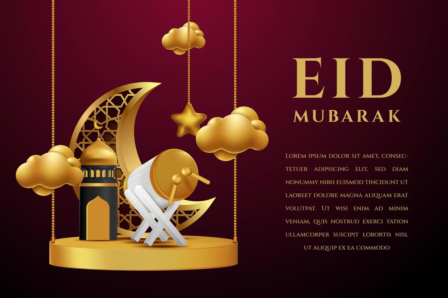 eid mubarok cumprimento cartão fundo com islâmico enfeite vetor ilustração