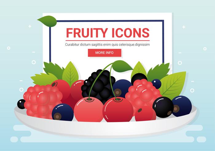 Ícones de frutas frescas de vetor