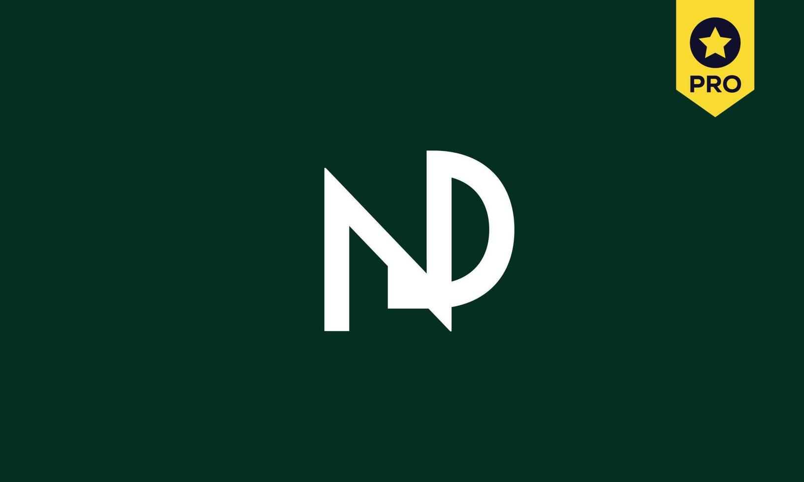letras do alfabeto iniciais monograma logotipo nd, dn, n e d vetor