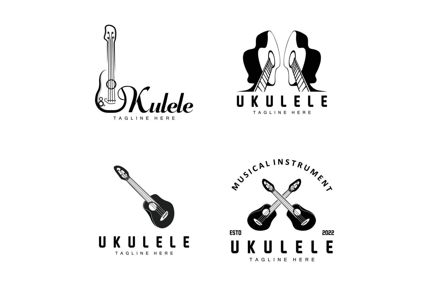design de logotipo de música ukulele minimalista, vetor de guitarra ukulele. design de logotipo de ukelele