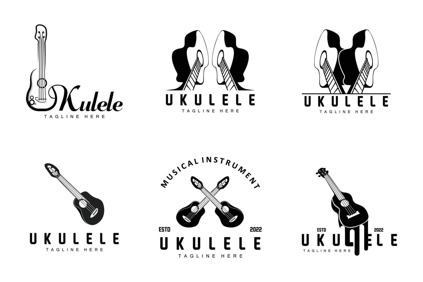 design de logotipo de música ukulele minimalista, vetor de guitarra ukulele. design de logotipo de ukelele