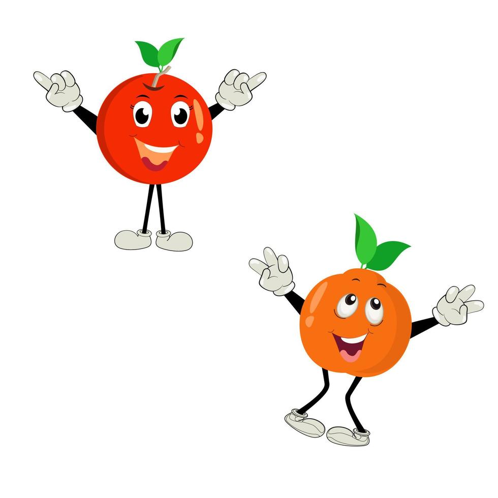 laranja. fofa fruta vetor personagem conjunto isolado em branco. feliz laranja personagem dentro desenho animado estilo. alegre desenho animado laranja personagem