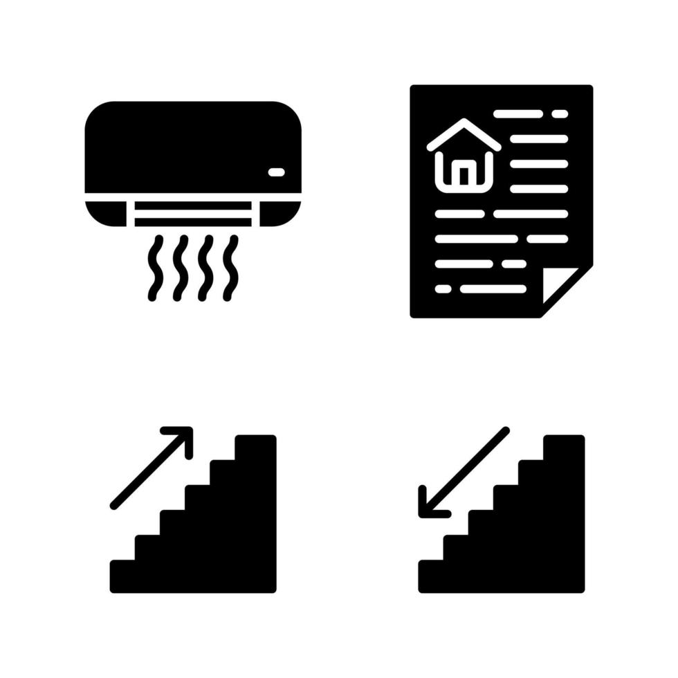 real Estado ícones definir. ar condicionador, hipoteca, lá em cima. perfeito para local na rede Internet Móvel aplicativo, aplicativo ícones, apresentação, ilustração e qualquer de outros projetos vetor