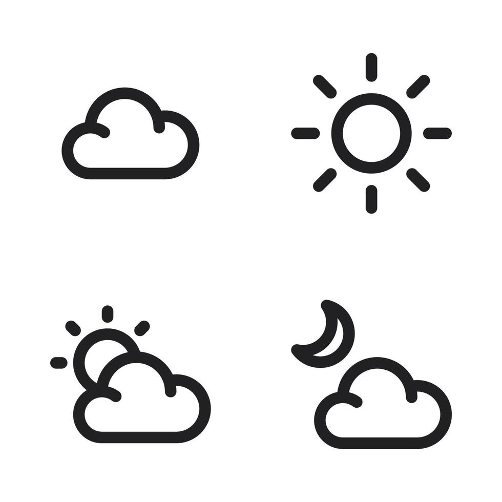 clima ícones definir. nuvem, sol, nuvem sol, noite. perfeito para local na rede Internet Móvel aplicativo, aplicativo ícones, apresentação, ilustração e qualquer de outros projetos vetor