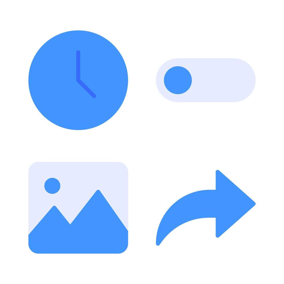 do utilizador interface ícones definir. tempo, alternancia botão, imagens, compartilhar. perfeito para local na rede Internet Móvel aplicativo, aplicativo ícones, apresentação, ilustração e qualquer de outros projetos vetor