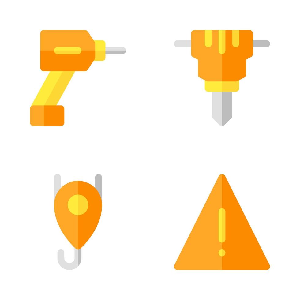 trabalho dia ícones definir. furar, Jack, guindaste, aviso. perfeito para local na rede Internet Móvel aplicativo, aplicativo ícones, apresentação, ilustração e qualquer de outros projetos vetor