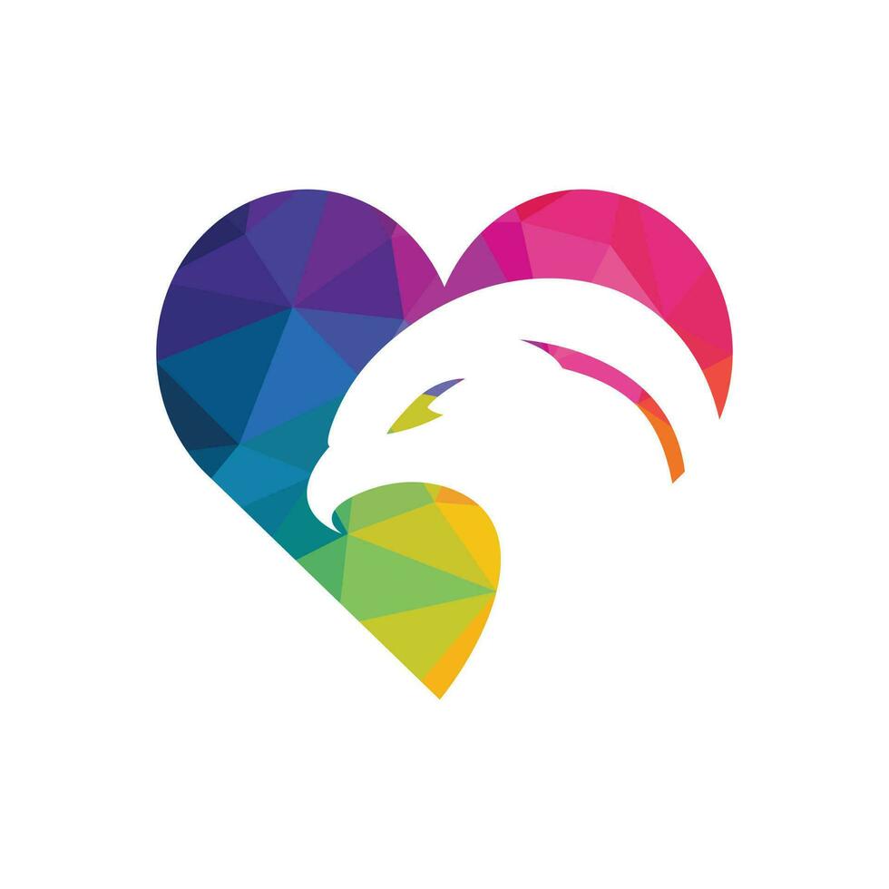 Águia logotipo abstrato coração forma. falcão ou Falcão coração forma logotipo conceito. vetor