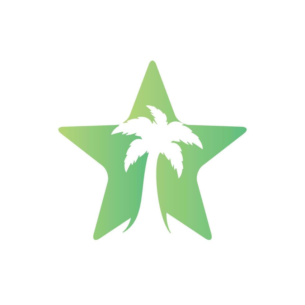 praia tropical estrela e design de logotipo de árvore de palma. design criativo de logotipo de vetor de palmeira simples.