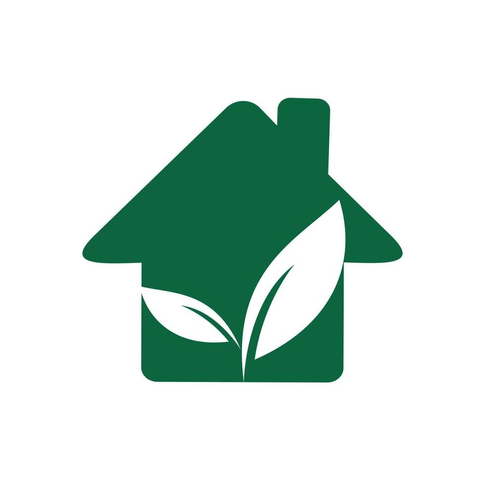 casa verde com desenho vetorial de folha. vetor
