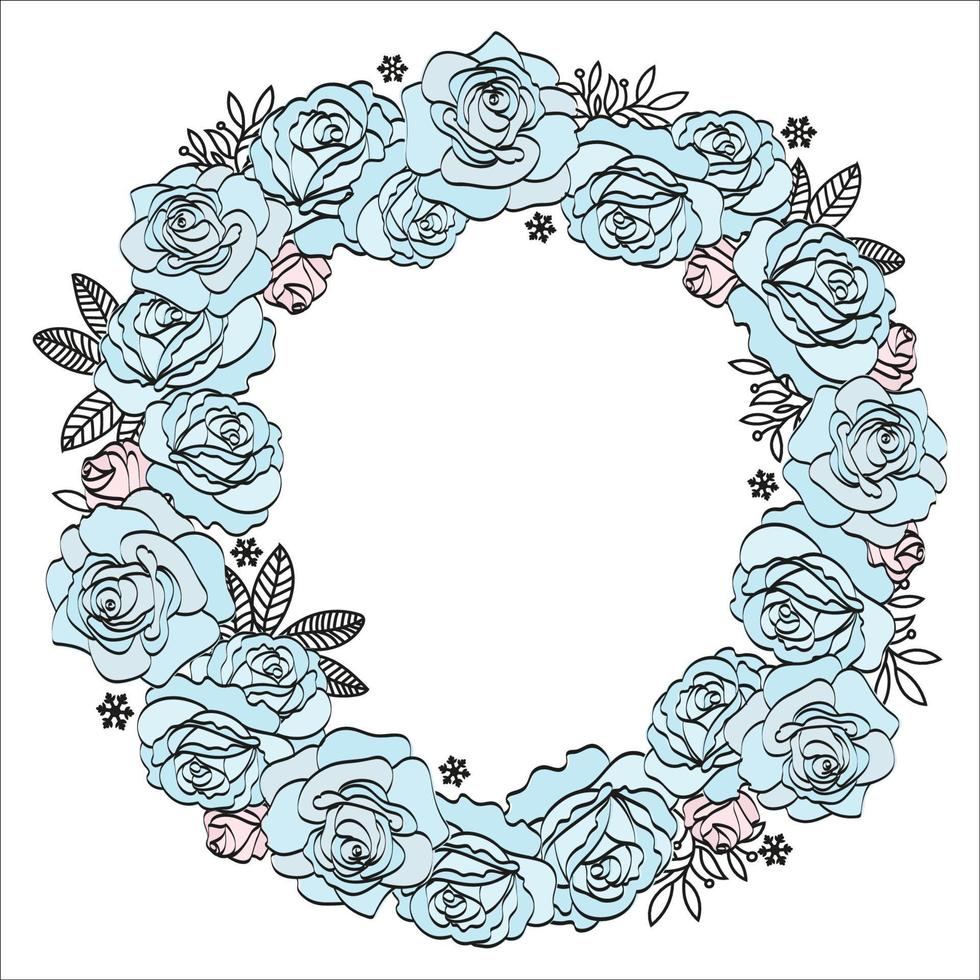 azul rosas Casamento flor guirlanda vetor ilustração conjunto