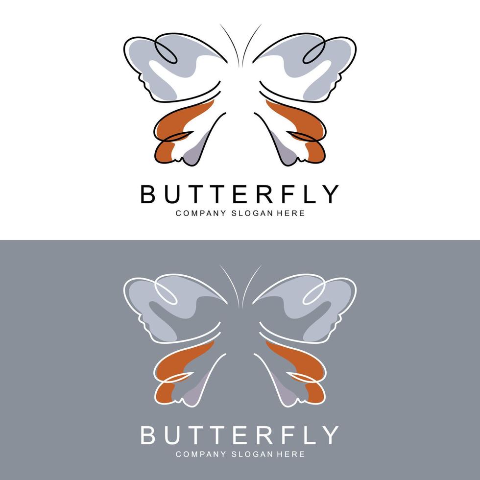 design de logotipo de borboleta, lindo animal voador, ilustração de ícone de marca da empresa, serigrafia, salão vetor