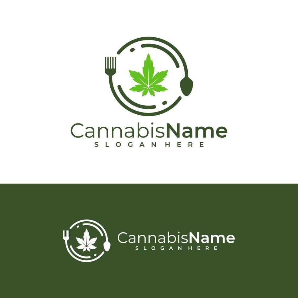 Comida cannabis logotipo vetor modelo. criativo cannabis logotipo Projeto conceitos