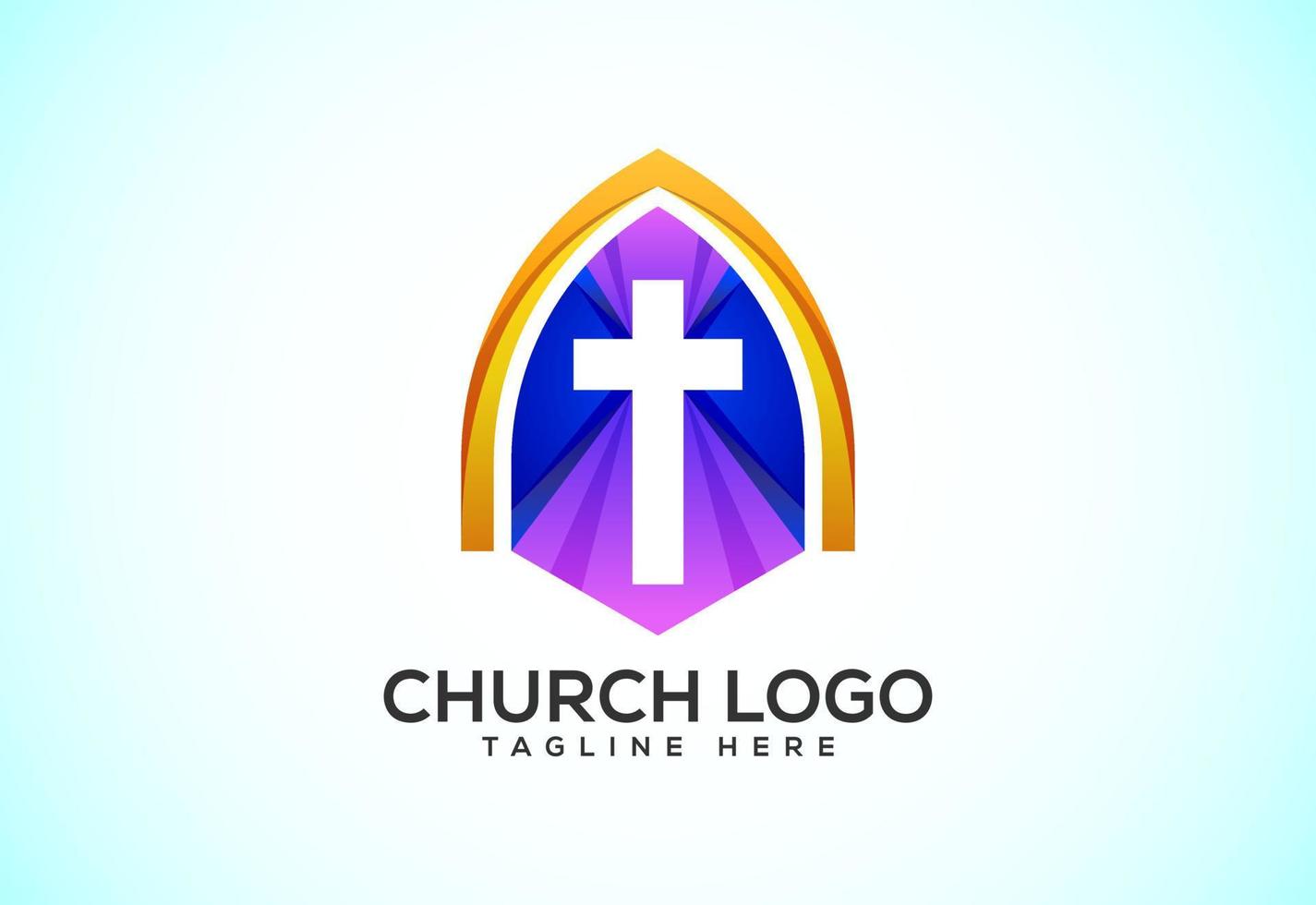 Igreja colorida logotipo. cristão placa símbolos. a Cruz do Jesus vetor
