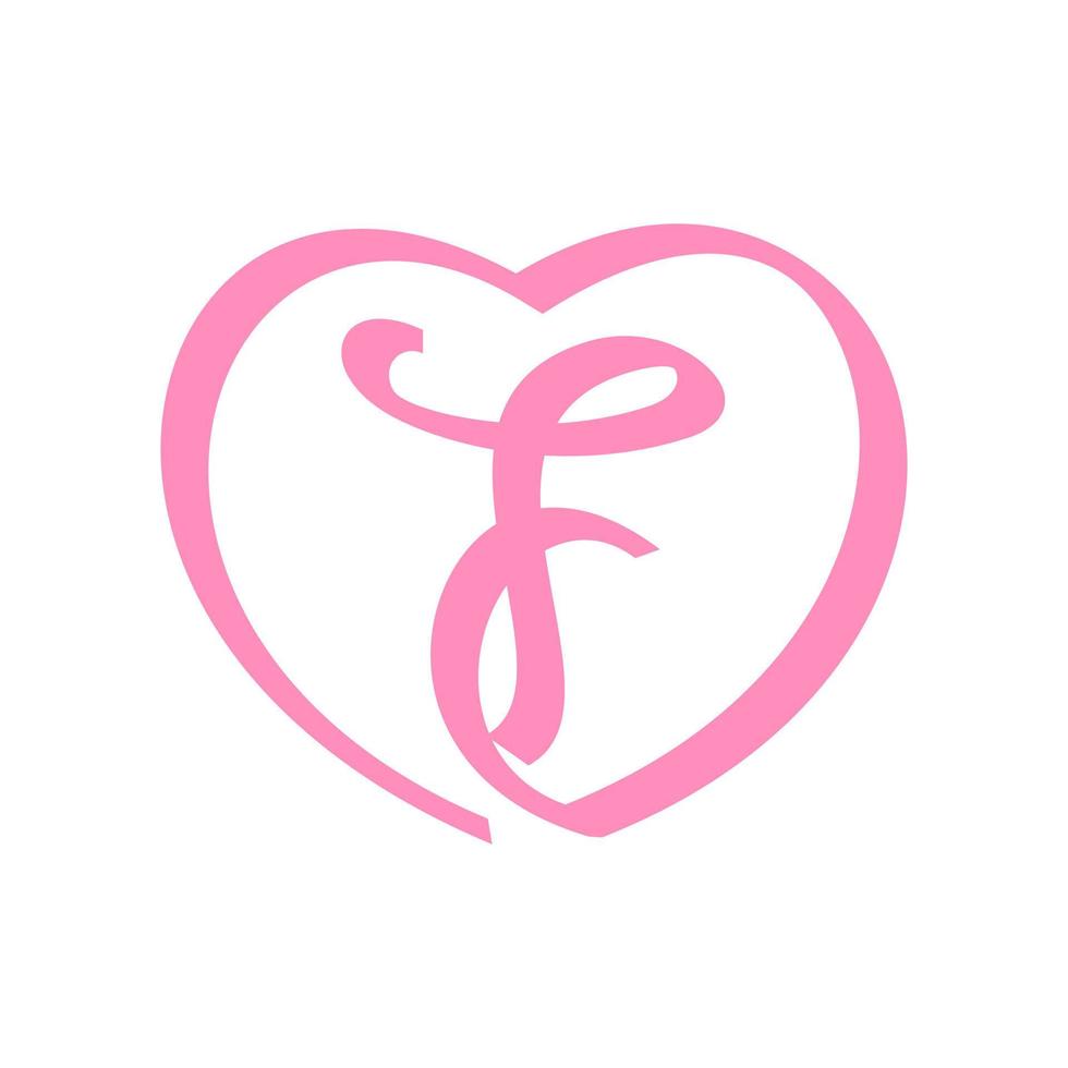 inicial f amor fita logotipo vetor