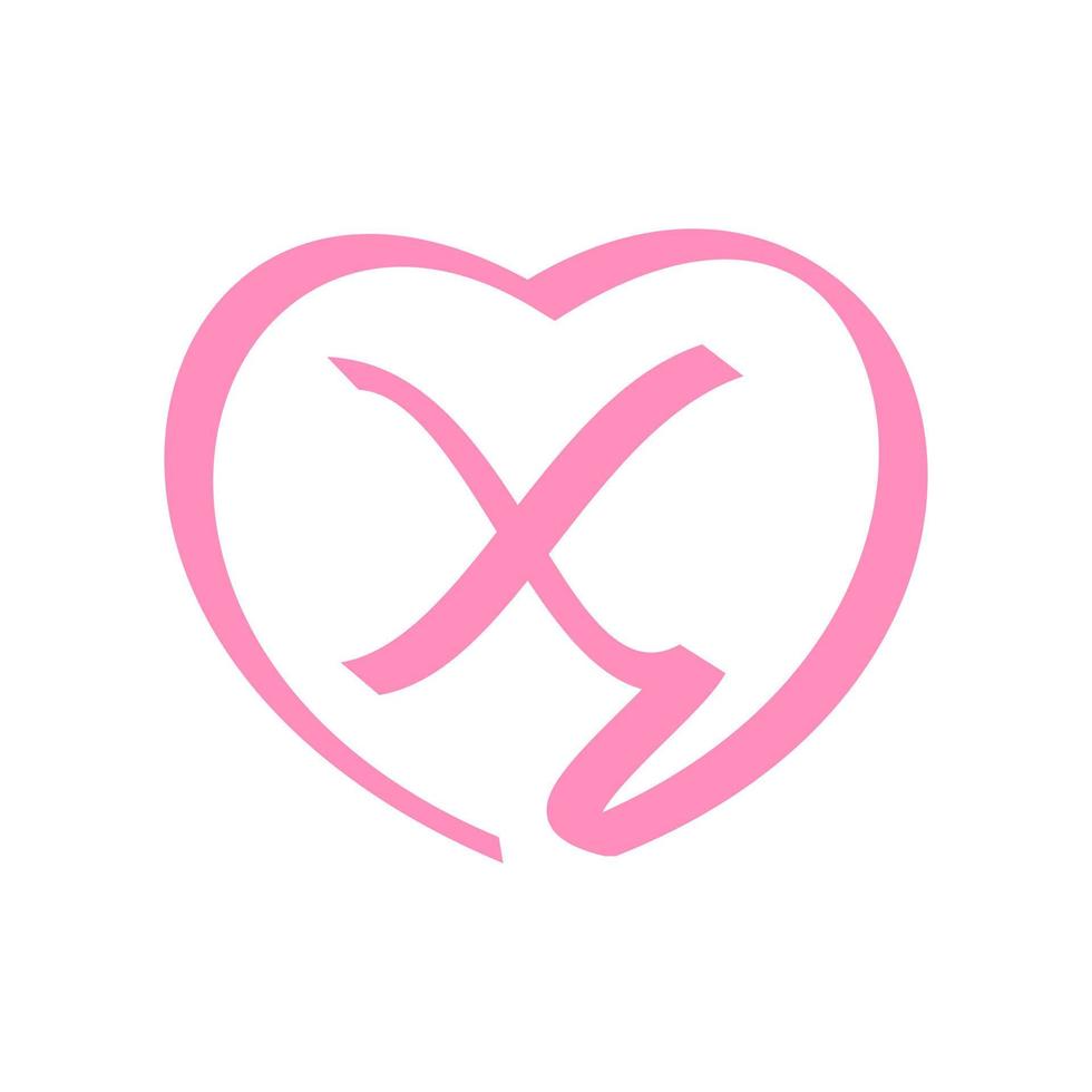 inicial x amor fita logotipo vetor
