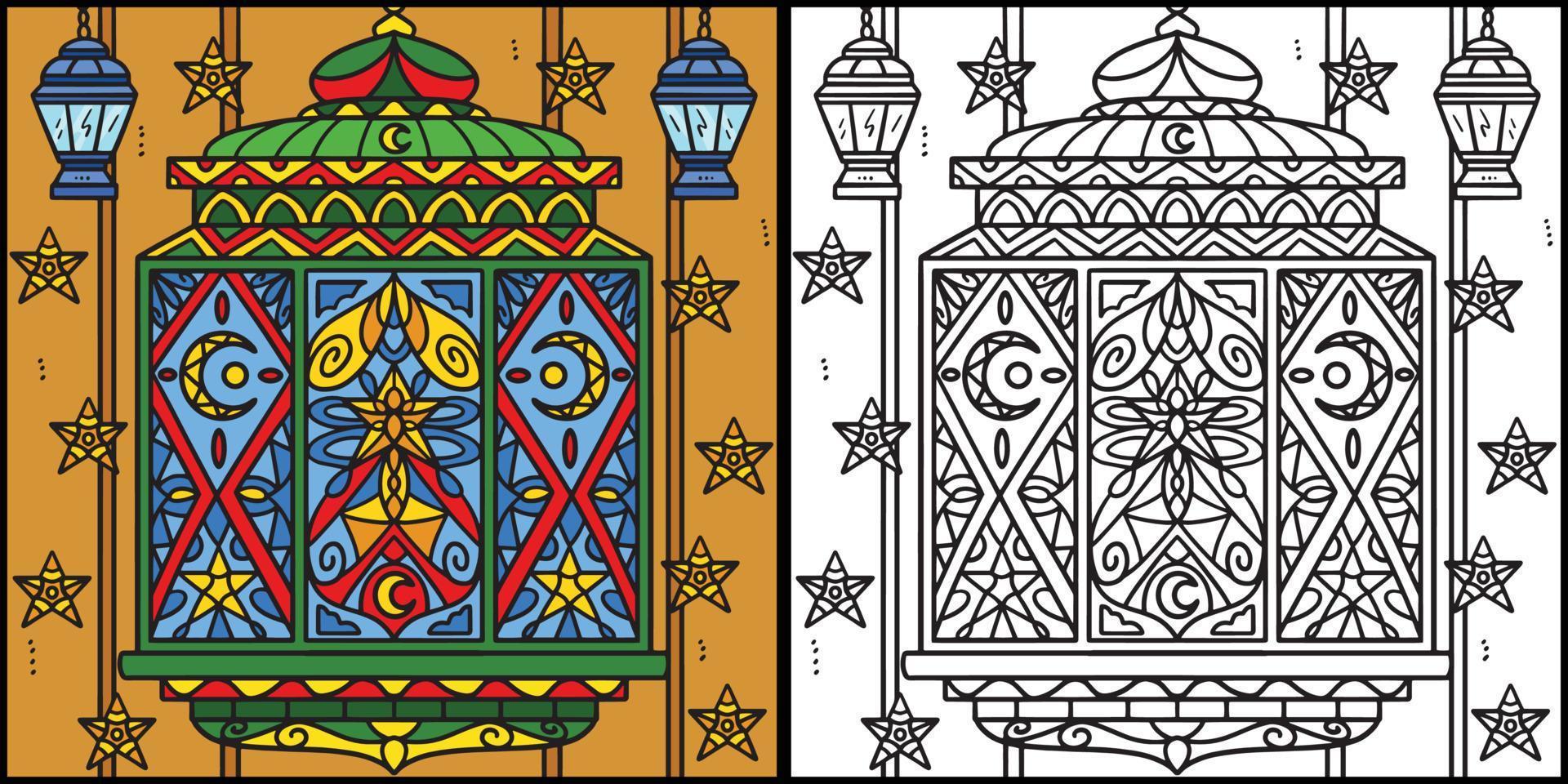 Ramadã lanterna mandala coloração página ilustração vetor