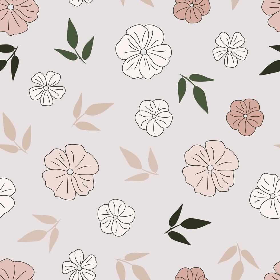 design de padrão sem emenda de flores tropicais modernas. sem costura padrão com flores e folhas da primavera. fundo desenhado à mão. padrão floral para papel de parede ou tecido. azulejo botânico. vetor