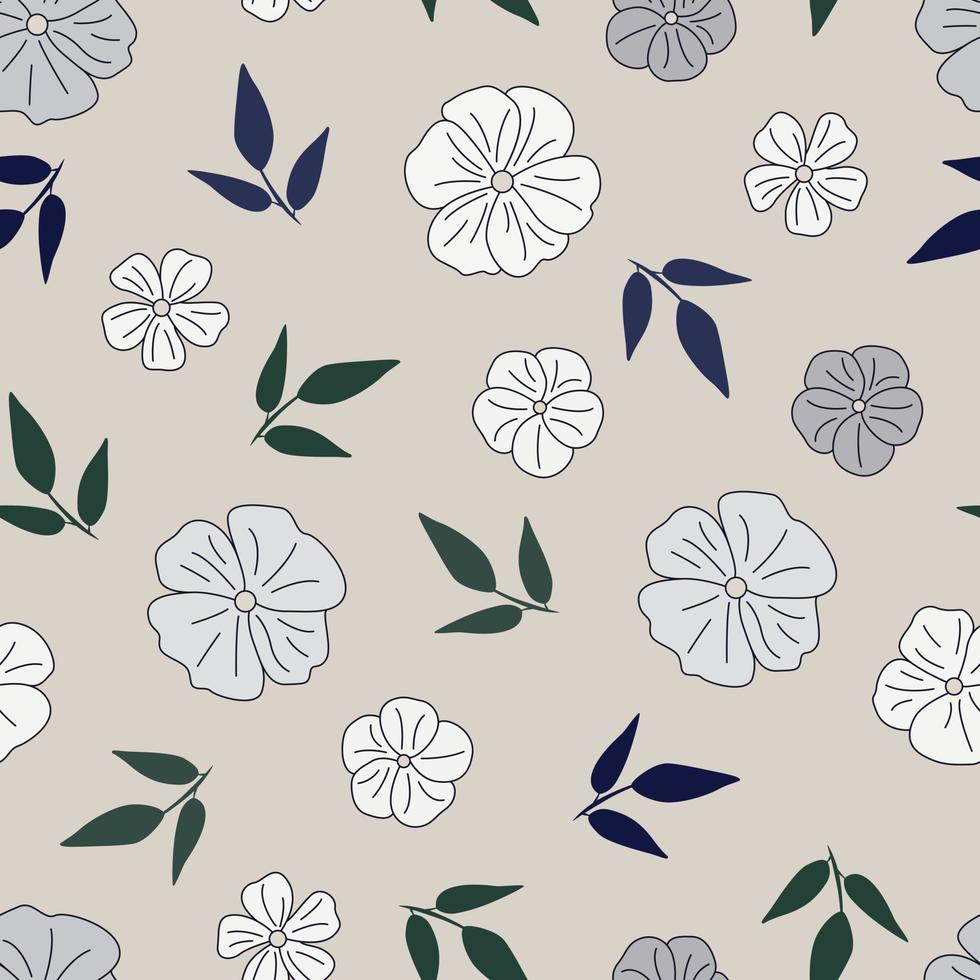 design de padrão sem emenda de flores tropicais modernas. sem costura padrão com flores e folhas da primavera. fundo desenhado à mão. padrão floral para papel de parede ou tecido. azulejo botânico. vetor