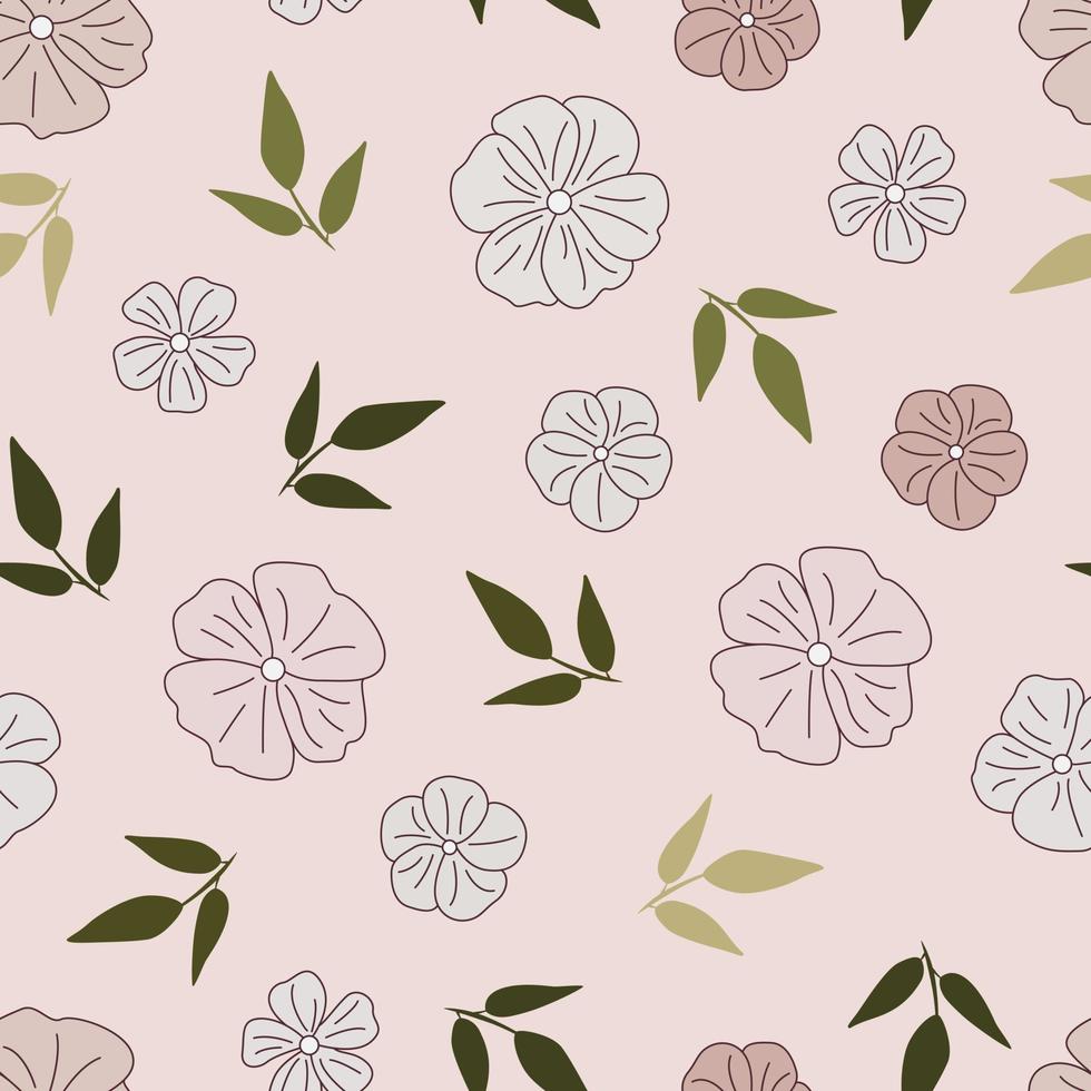 design de padrão sem emenda de flores tropicais modernas. sem costura padrão com flores e folhas da primavera. fundo desenhado à mão. padrão floral para papel de parede ou tecido. azulejo botânico. vetor