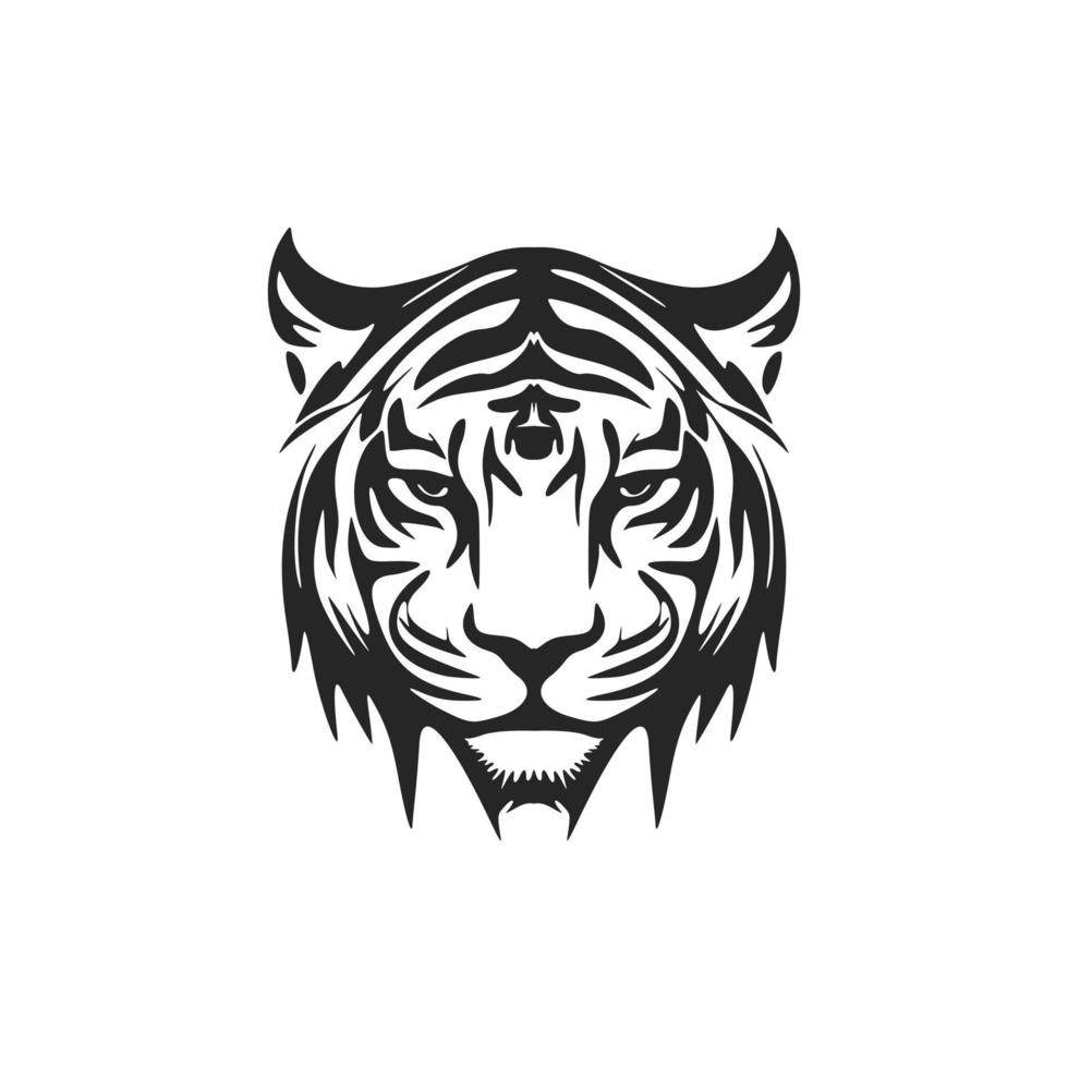 uma gracioso Preto branco logotipo tigre. isolado. vetor