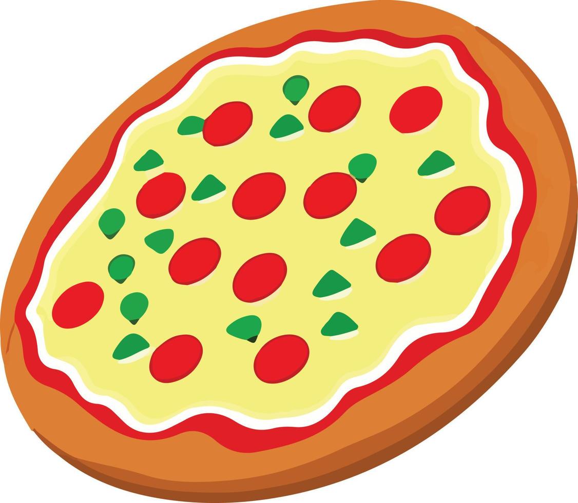 delicioso pizza com tomate e mozzarella vetor