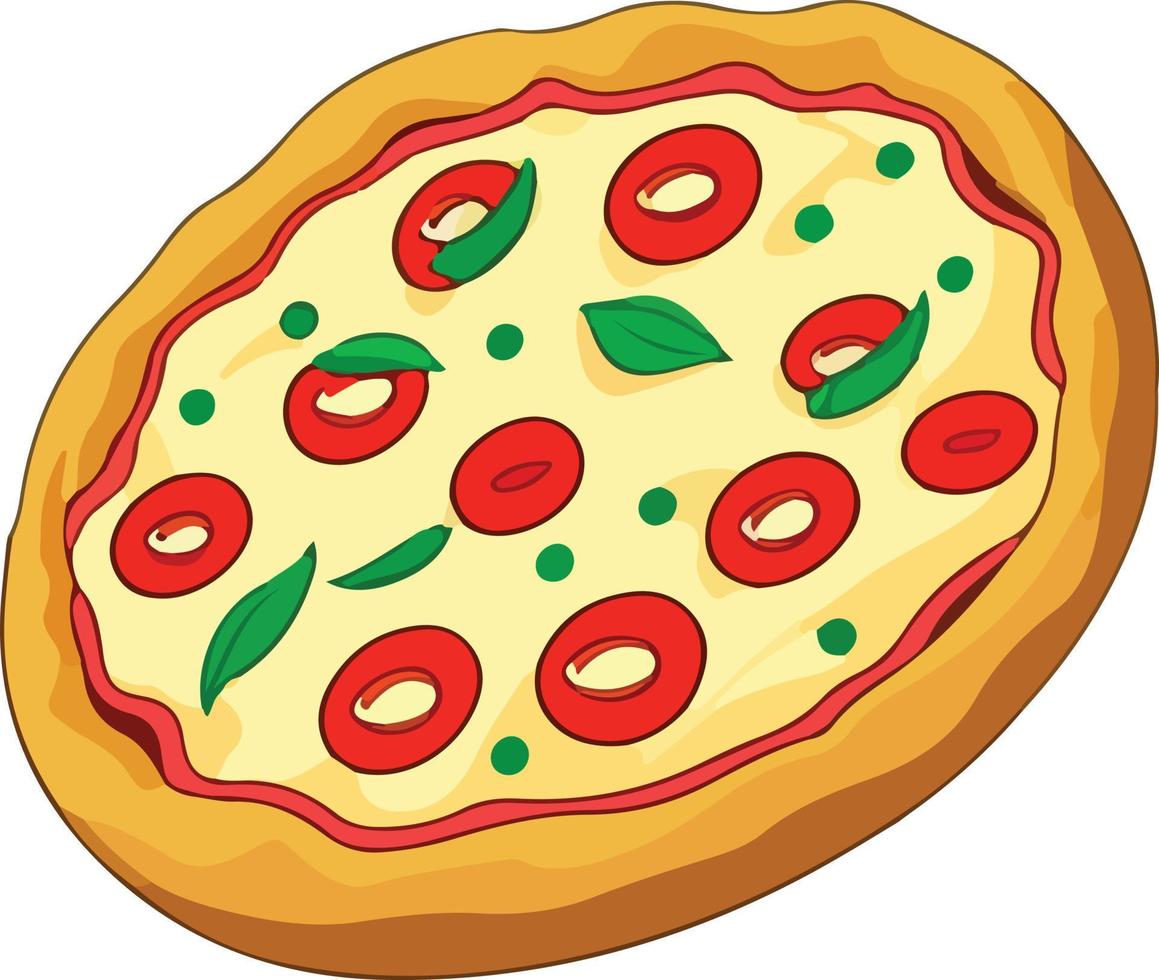 delicioso pizza com tomate e mozzarella vetor