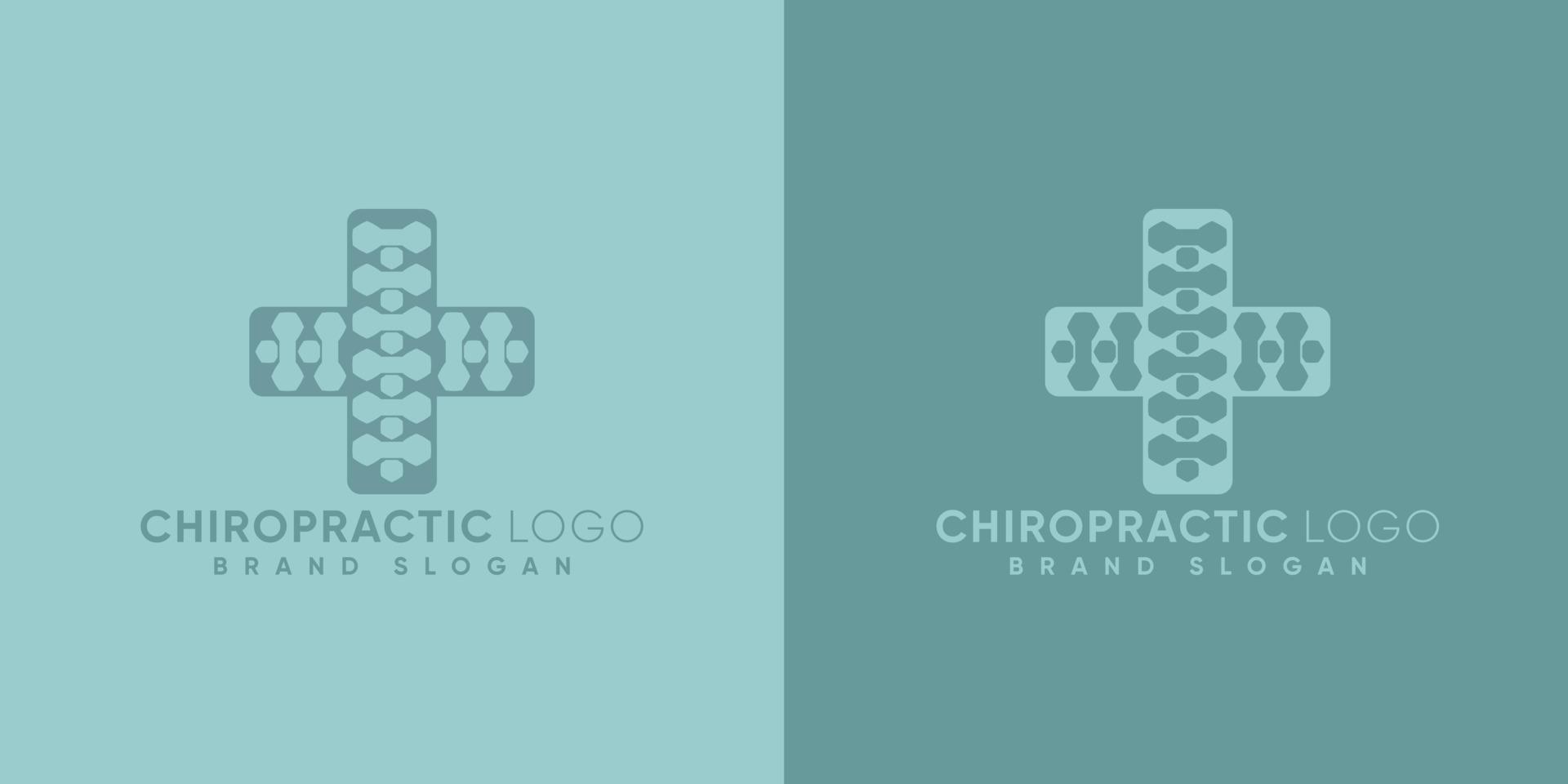logotipo de quiropraxia com vetor premium de estilo moderno de sinal médico