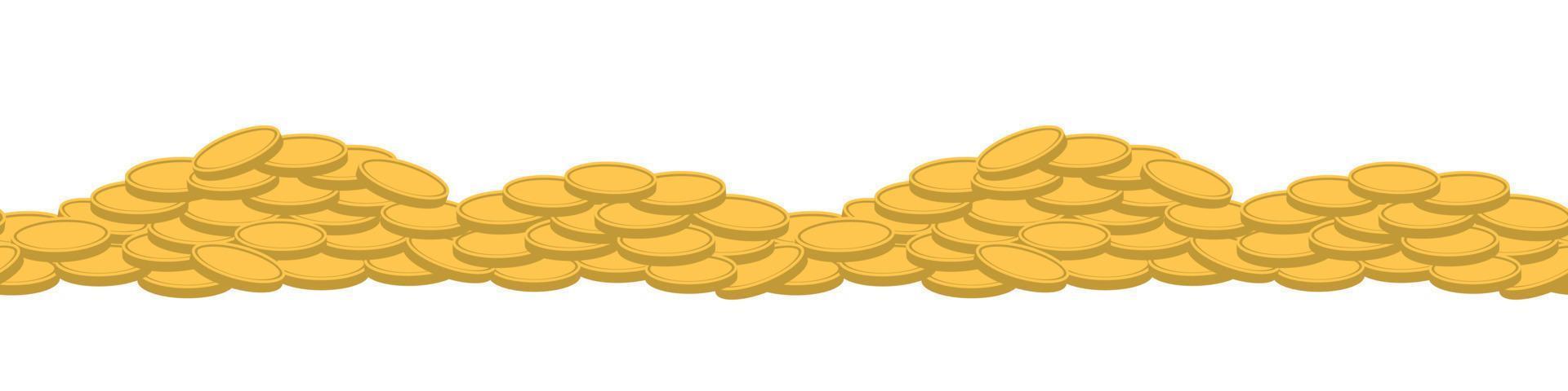 pilha do dourado moedas. vetor desatado horizontal fundo. grande grupo do metal dinheiro.