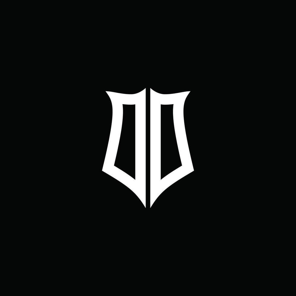Fita do logotipo da letra do monograma dd com estilo de escudo isolado no fundo preto vetor