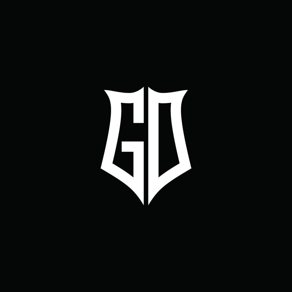 Fita do logotipo da letra do monograma gd com estilo de escudo isolado no fundo preto vetor