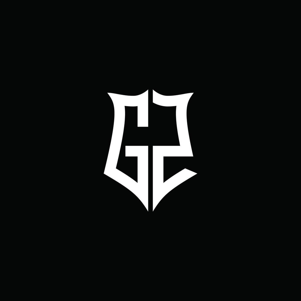 Fita de logotipo de carta de monograma gz com estilo de escudo isolado em fundo preto vetor