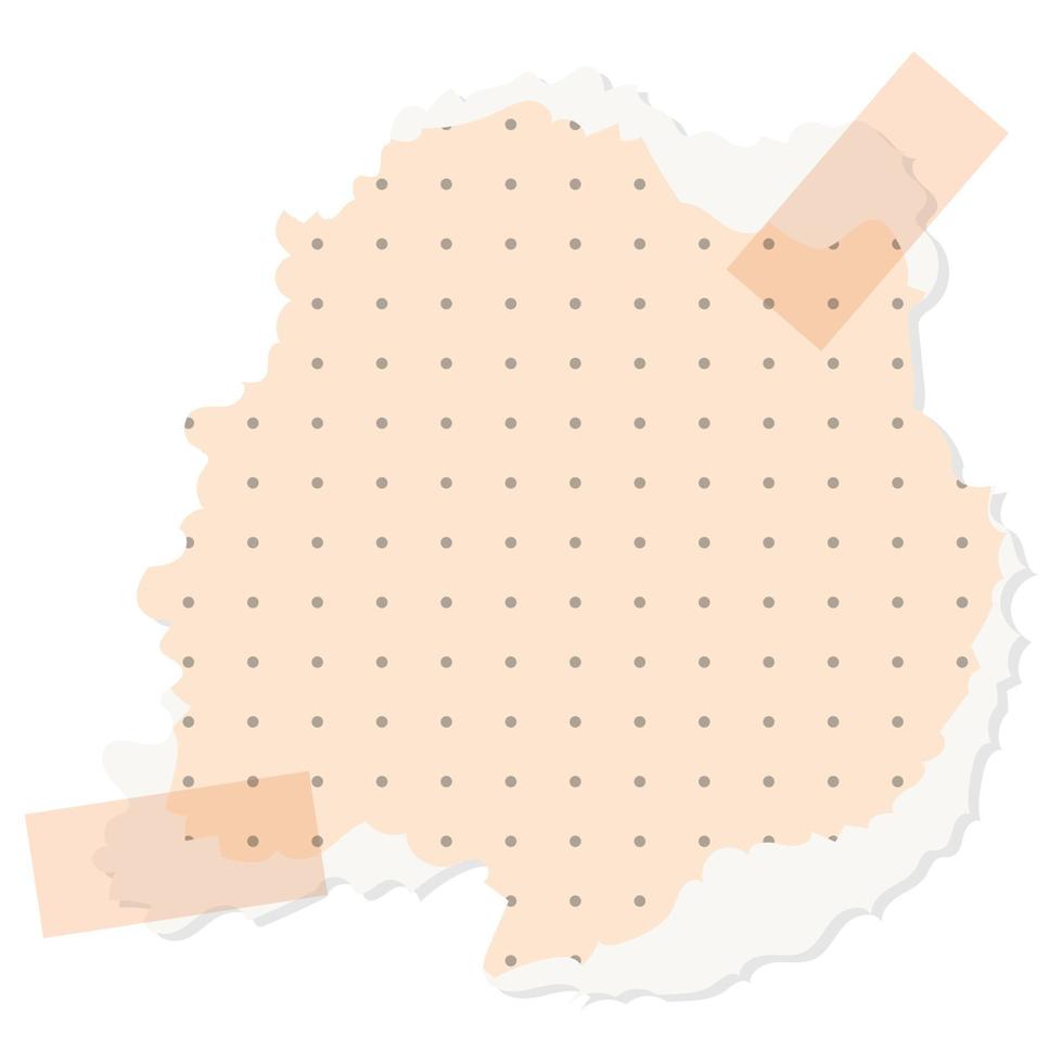 isolado sucatear do amarelo pontilhado Nota papel com fita. vetor Projeto elemento para scrapbooking ou colagem.