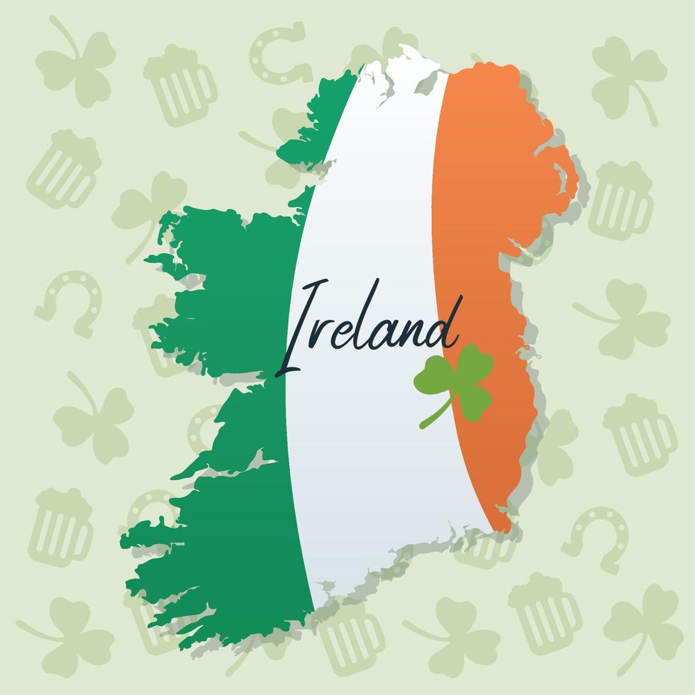 isolado mapa do Irlanda com diferente tradicional ícones em fundo vetor