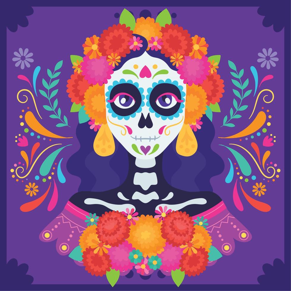 colori dia de los muertos poster vetor