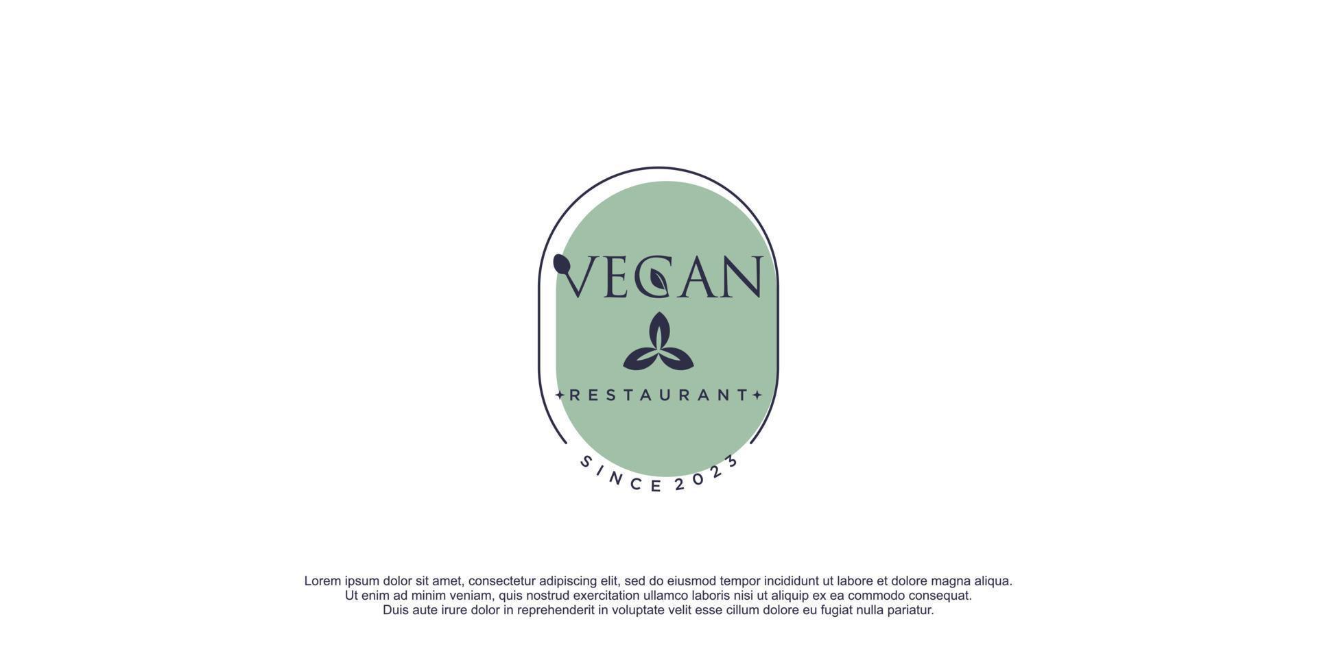vegano Comida logotipo com criativo e único Projeto ícone vetor ilustração