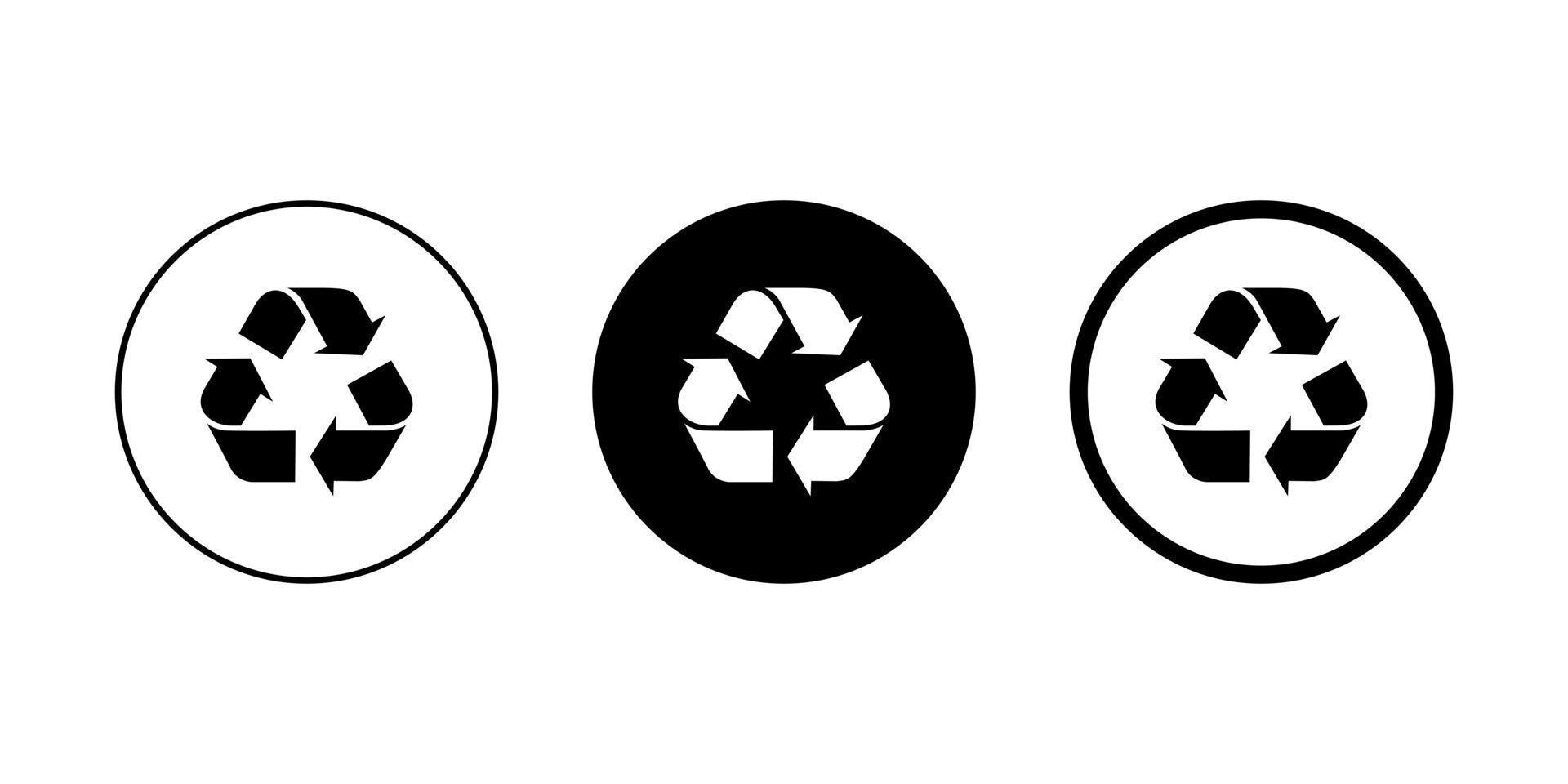 reciclar, reciclando ícone placa símbolo isolado em círculo fundo vetor