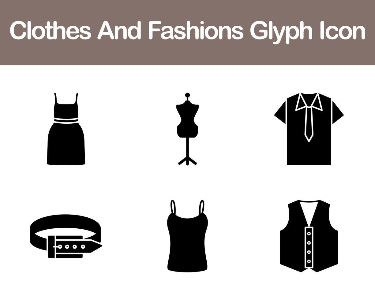 roupas e modas vetor ícone conjunto