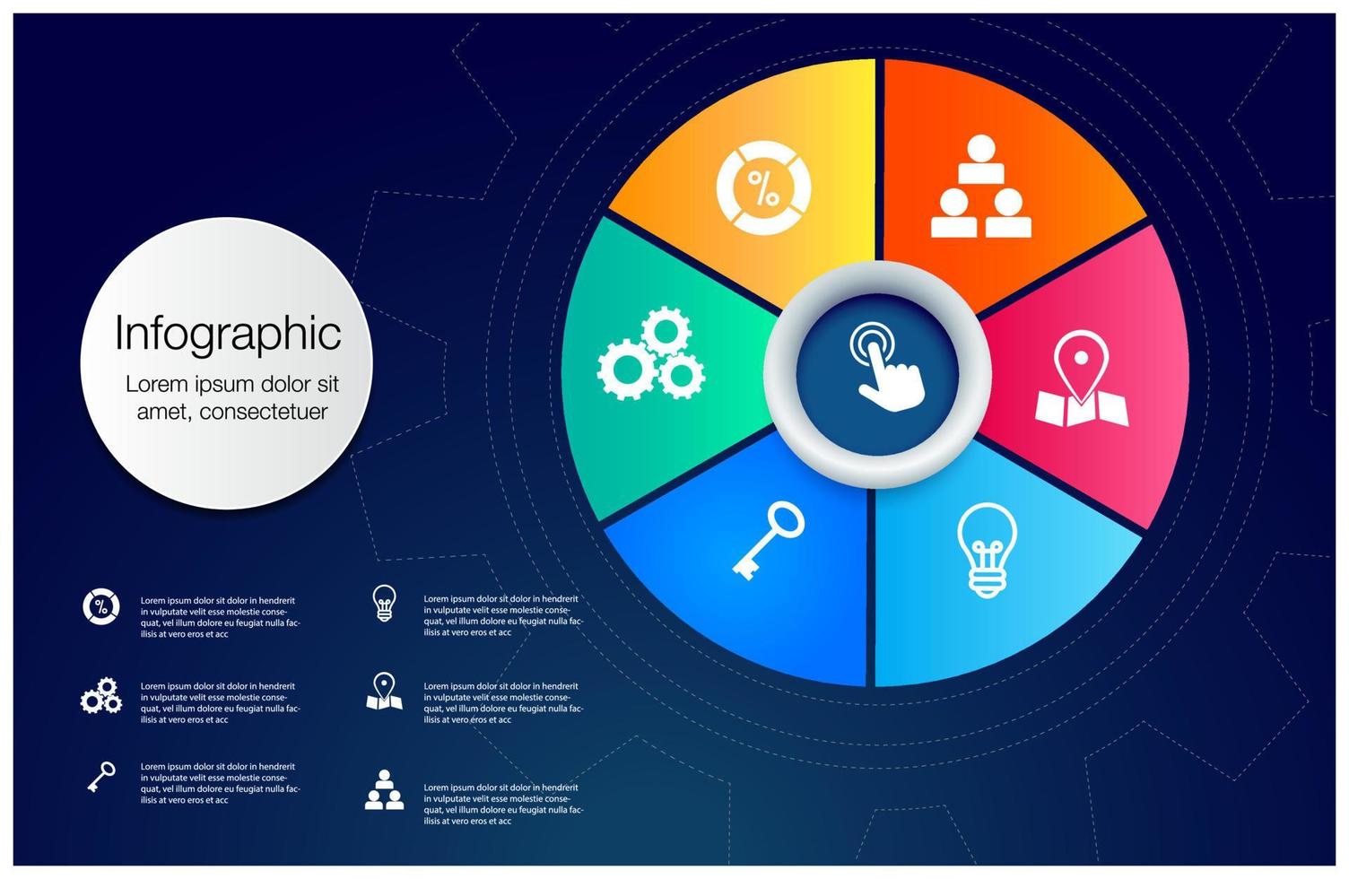 infográfico círculo gráfico para o negócio gráfico para presente dados, progresso, direção vetor