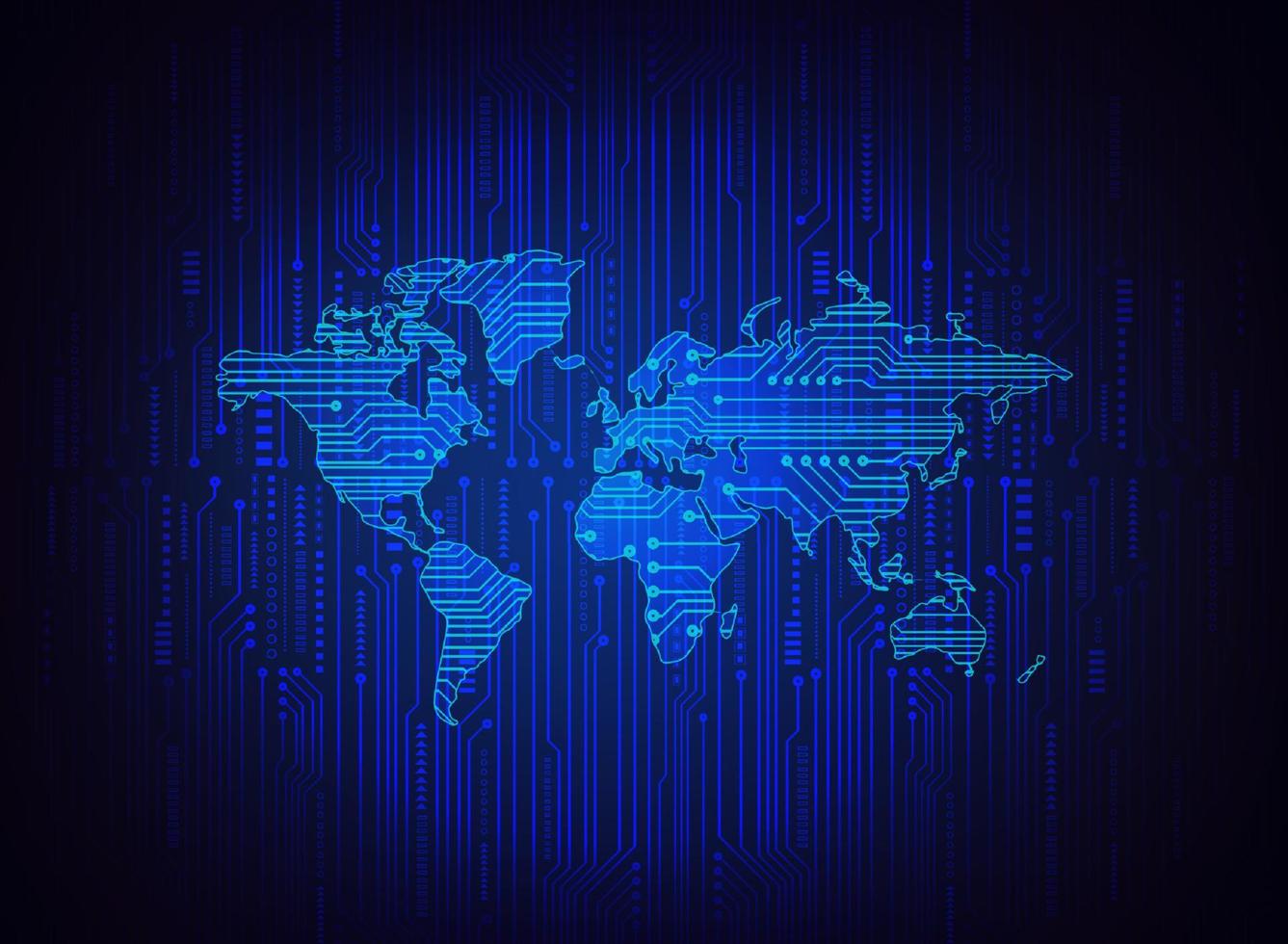 holografia de mapa-múndi moderno em fundo de tecnologia vetor