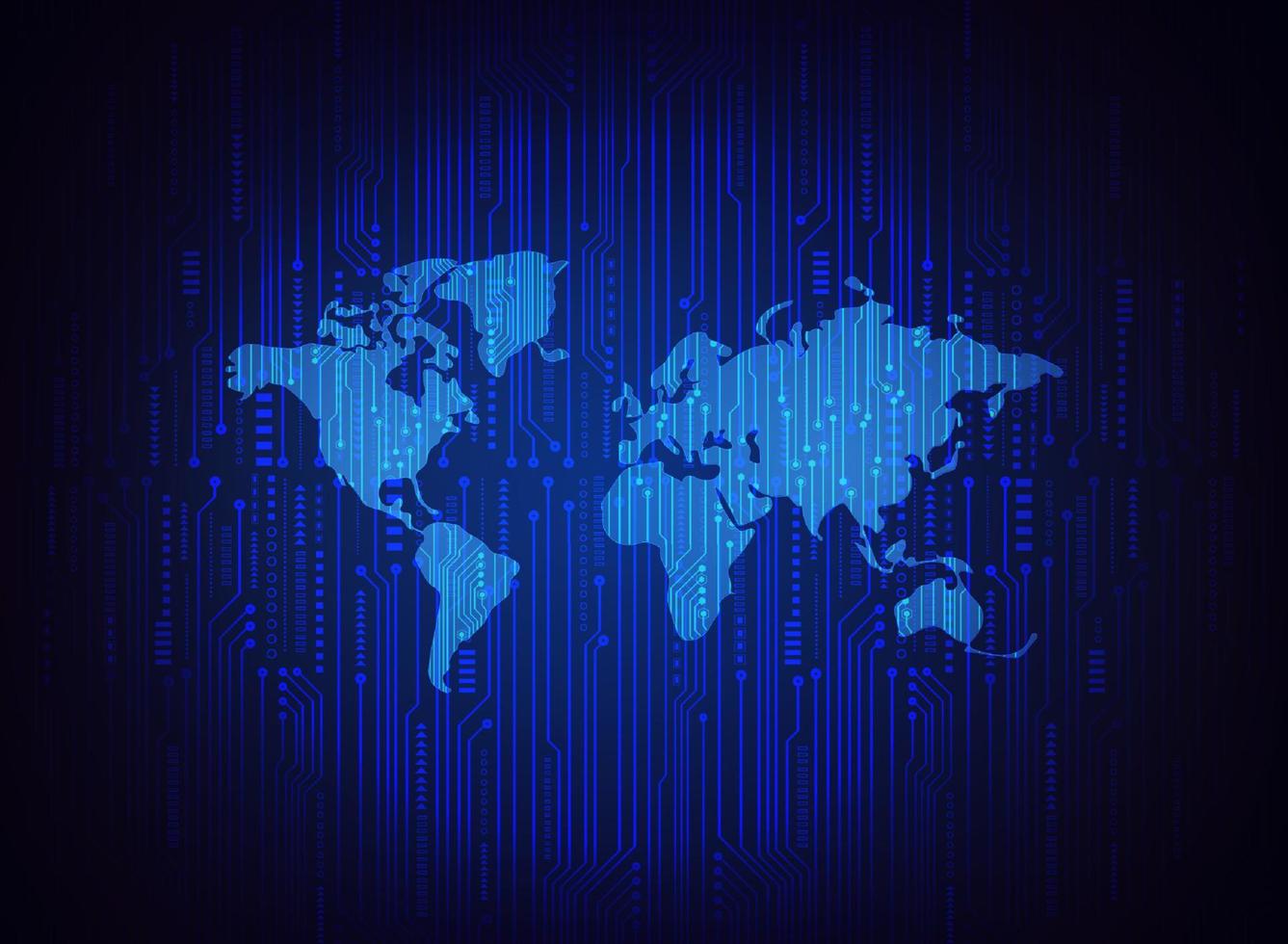 holografia de mapa-múndi moderno em fundo de tecnologia vetor