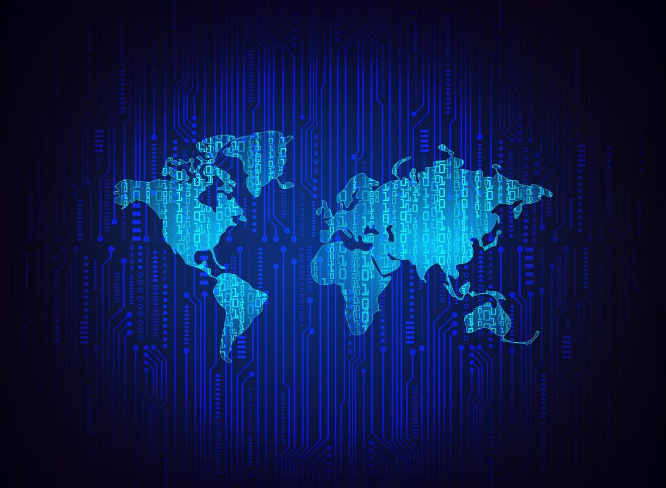 holografia de mapa-múndi moderno em fundo de tecnologia vetor