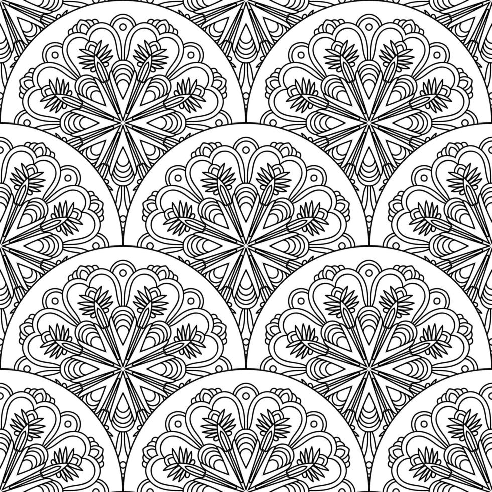 abstrato mandala peixe escala desatado padronizar. ornamental telha, mosaico fundo. floral patchwork infinidade cartão. árabe, indiano, otomano motivos. vetor