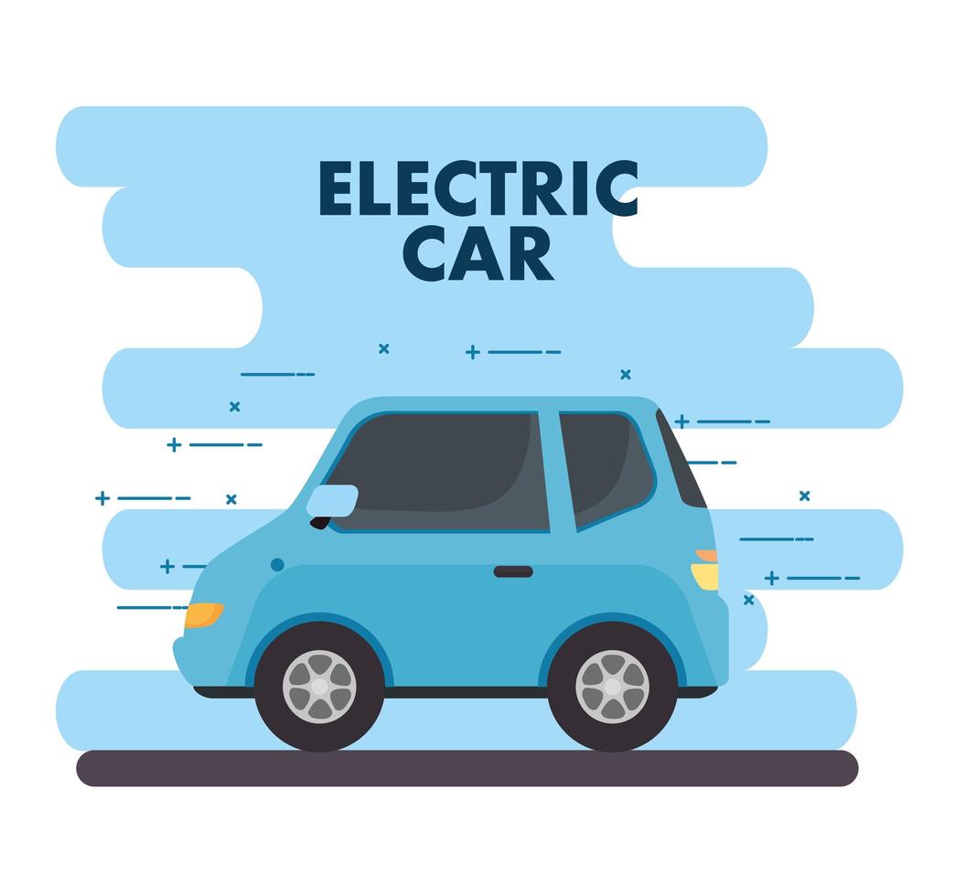 carro azul elétrico, conceito favorável ao meio ambiente vetor