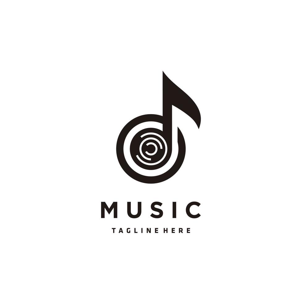 música Nota minimalista círculo logotipo Projeto vetor ícone