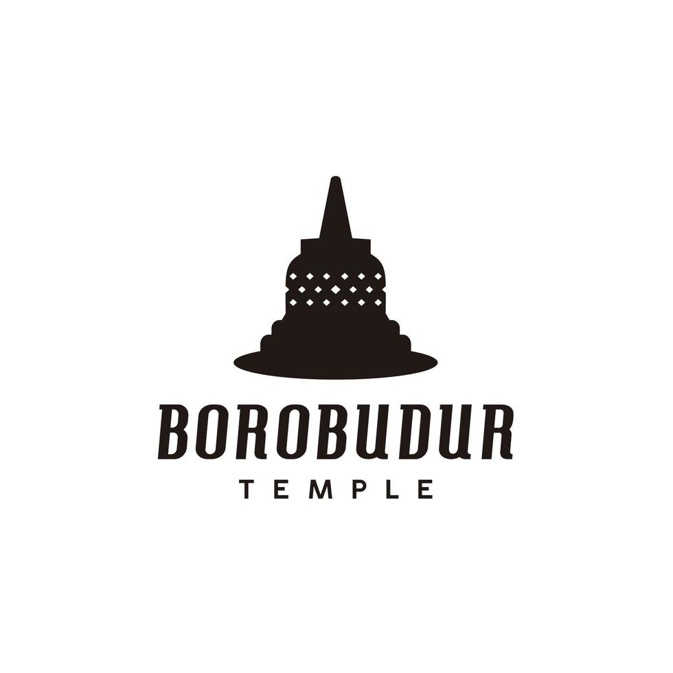 borobudur templo stupa silhueta ícone modelo logotipo vetor inspiração