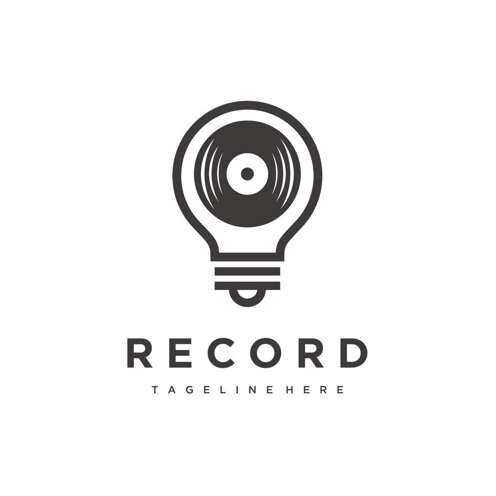 vinil e luz lâmpada música registro idéia logotipo Projeto ícone vetor inspiração