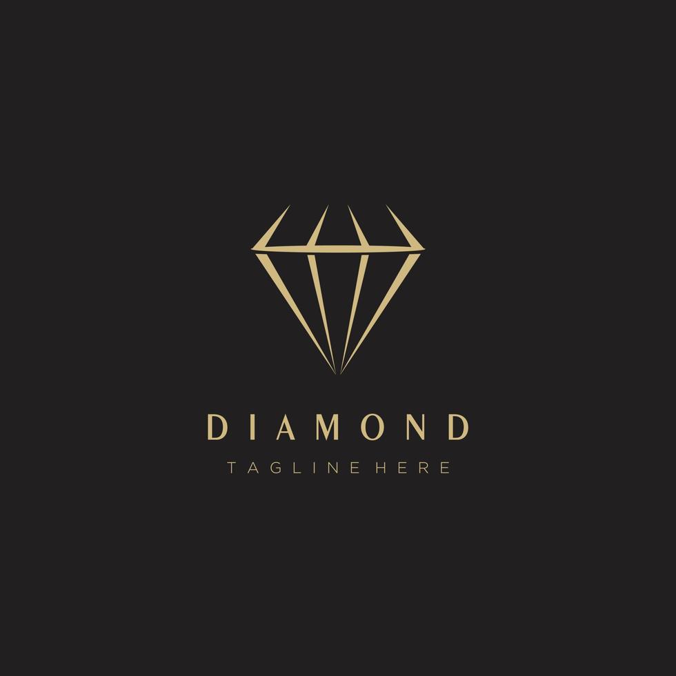 diamante joalheria ouro simples logotipo Projeto vetor ícone